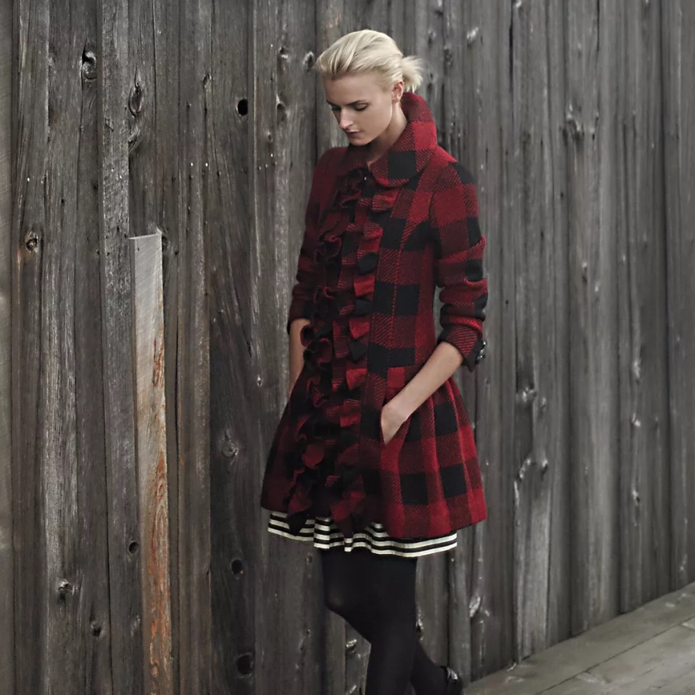 Anthropologie Plenty by Tracy Reese Birling Ruffle Coat